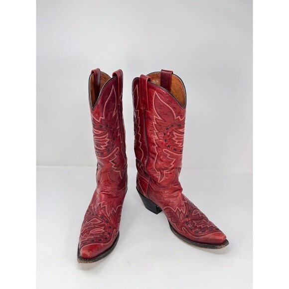 Dan Post Sidewinder Womens Western Boots Red Leather Mid Calf Cowgirl US 7.5 M - Picture 2 of 9